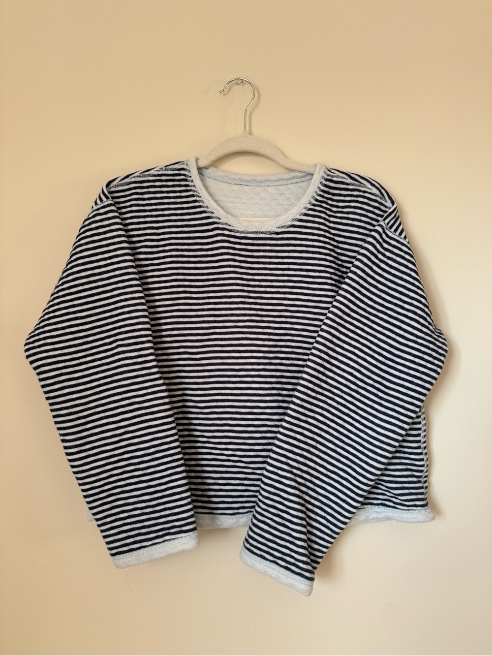 Striped Navy and Light Blue Crewneck Sweater